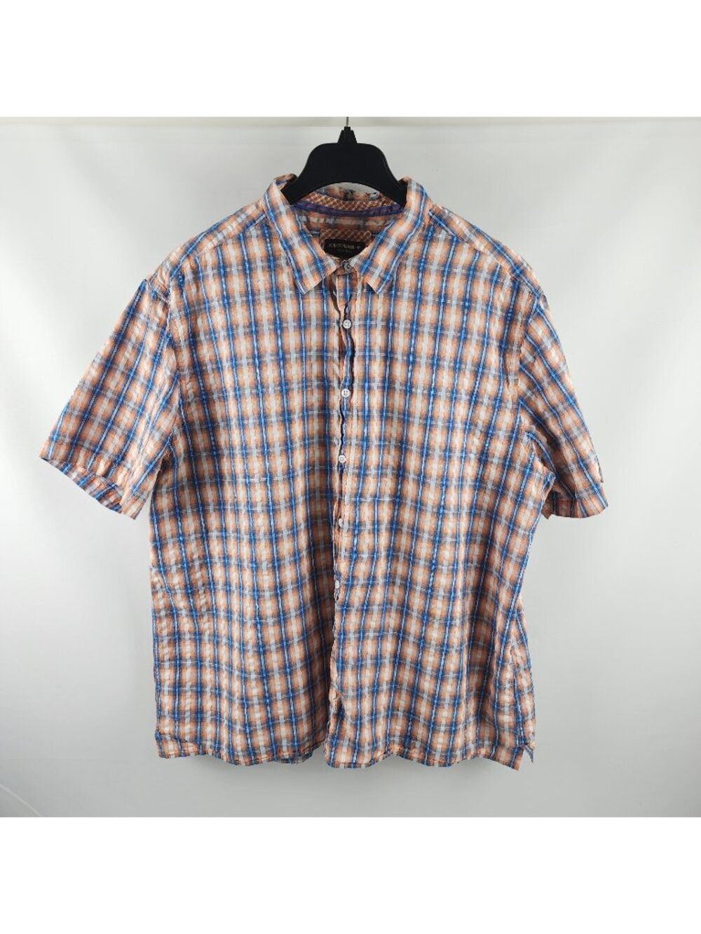 Johnston Murphy Shirt Mens No Size Tag Multi Plaid S/S Button Up